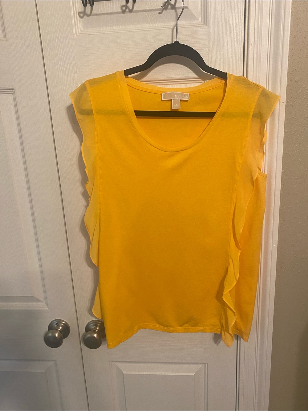 Michael Kors Sunny Yellow Ruffle-Trim Sleeveless Top
